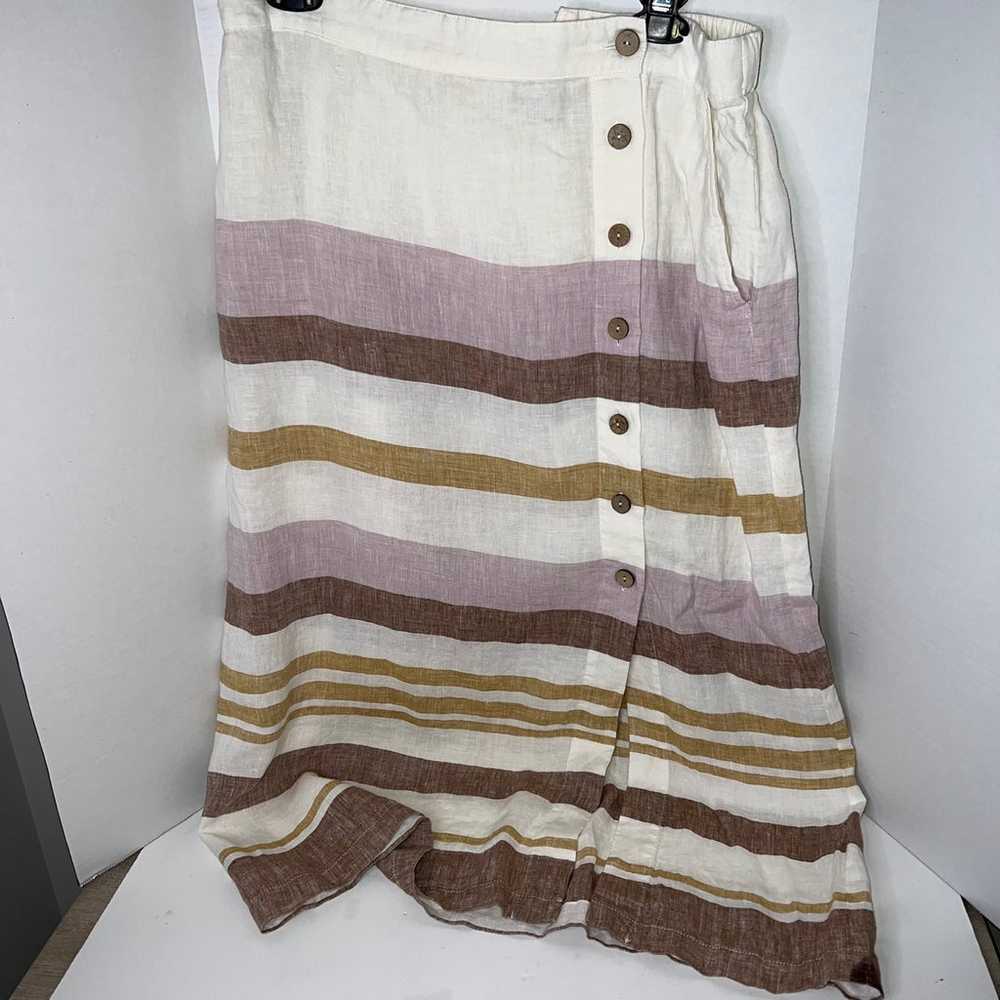 Rachel Zoe Linen Striped Midi Skirt with Pockets - image 2