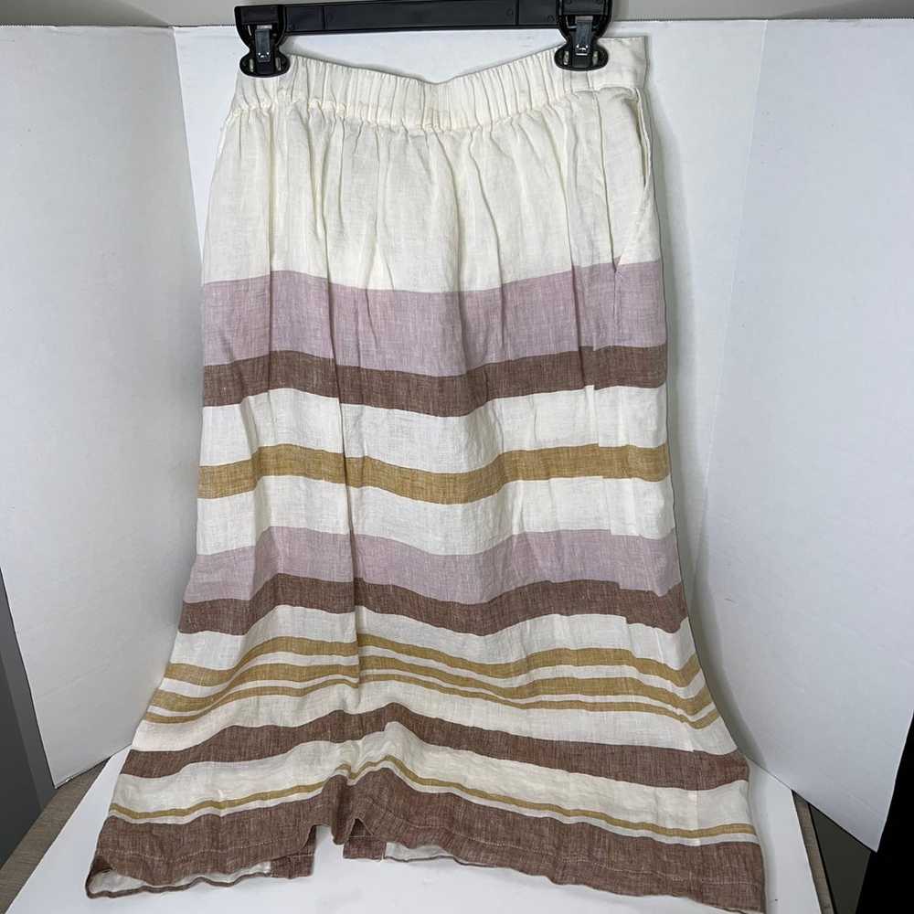 Rachel Zoe Linen Striped Midi Skirt with Pockets - image 7