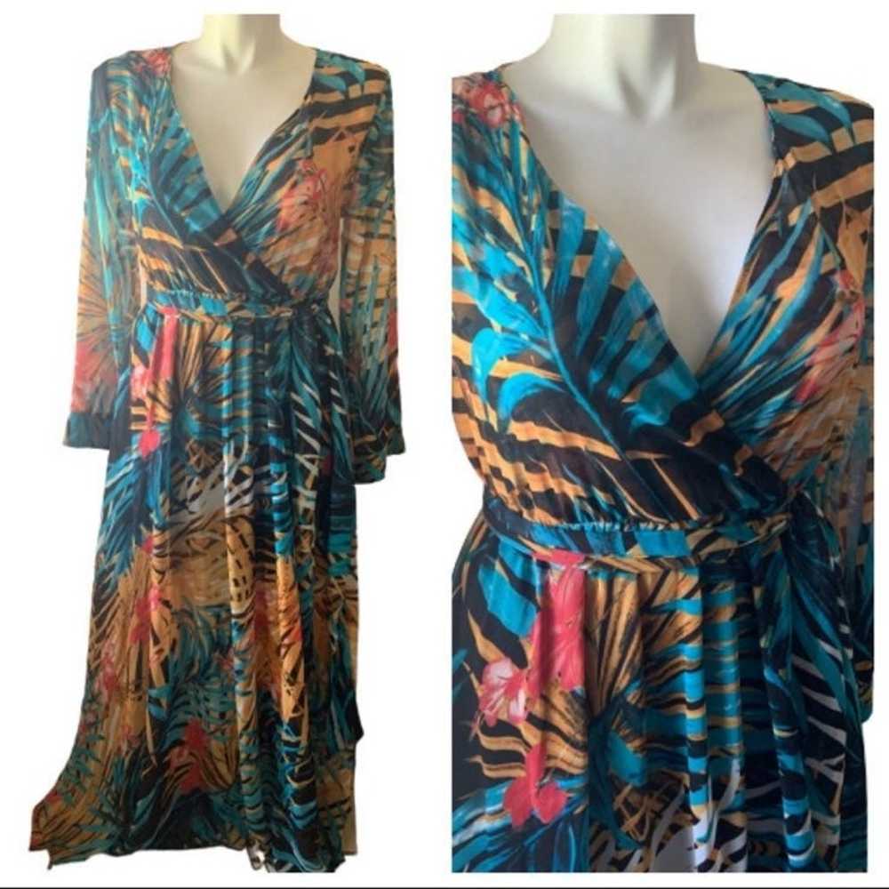 Tropical Print Maxi Dress XL - image 1