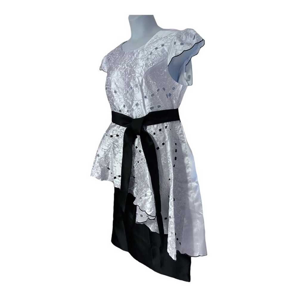 size 16 Black & White Satin Eyelet Midnight Velve… - image 3