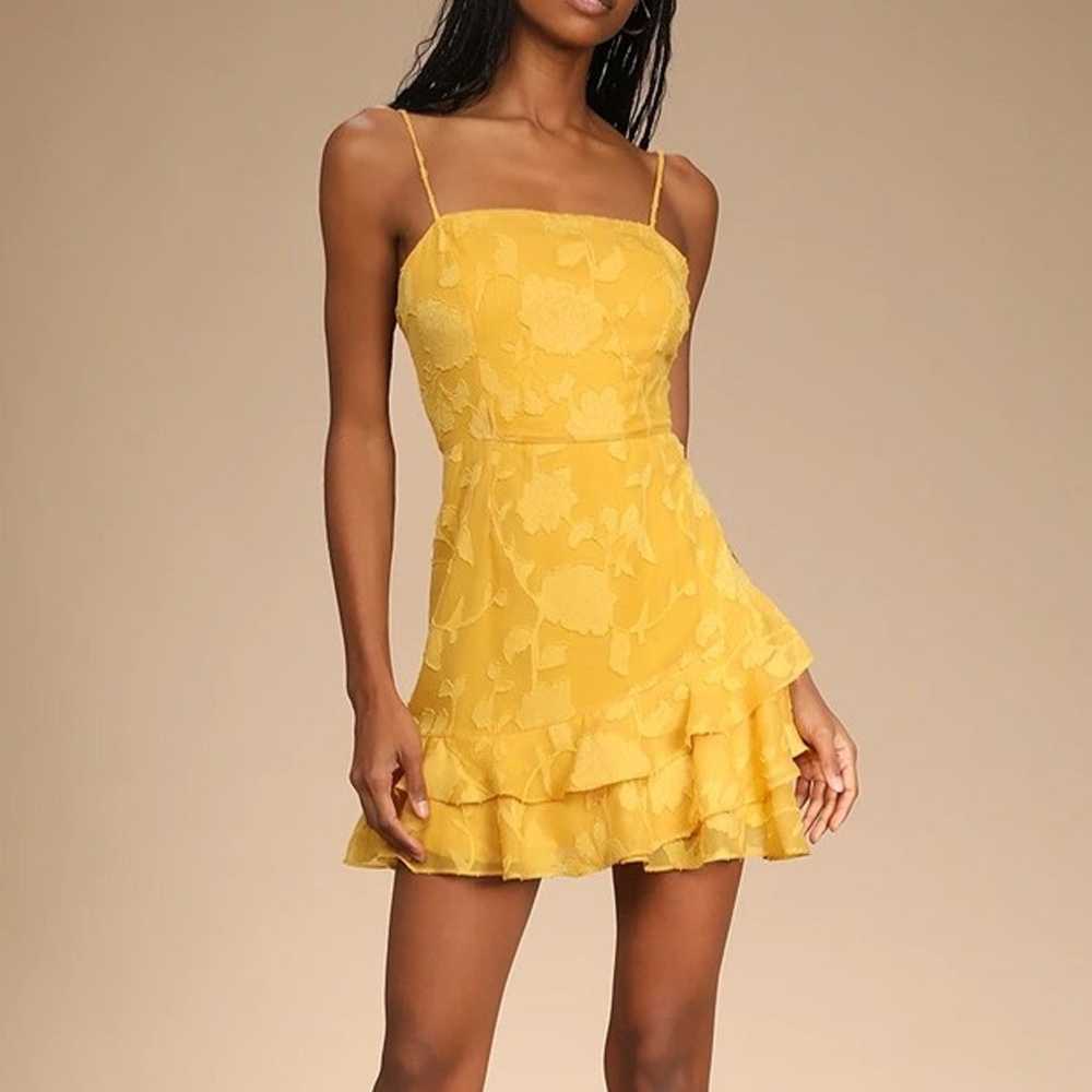 Days with You Golden Yellow Floral Burnout Ruffle… - image 1