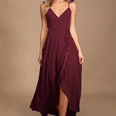 Here's to Us Burgundy High-Low Wrap Dress - image 1