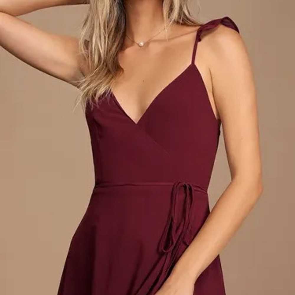 Here's to Us Burgundy High-Low Wrap Dress - image 2