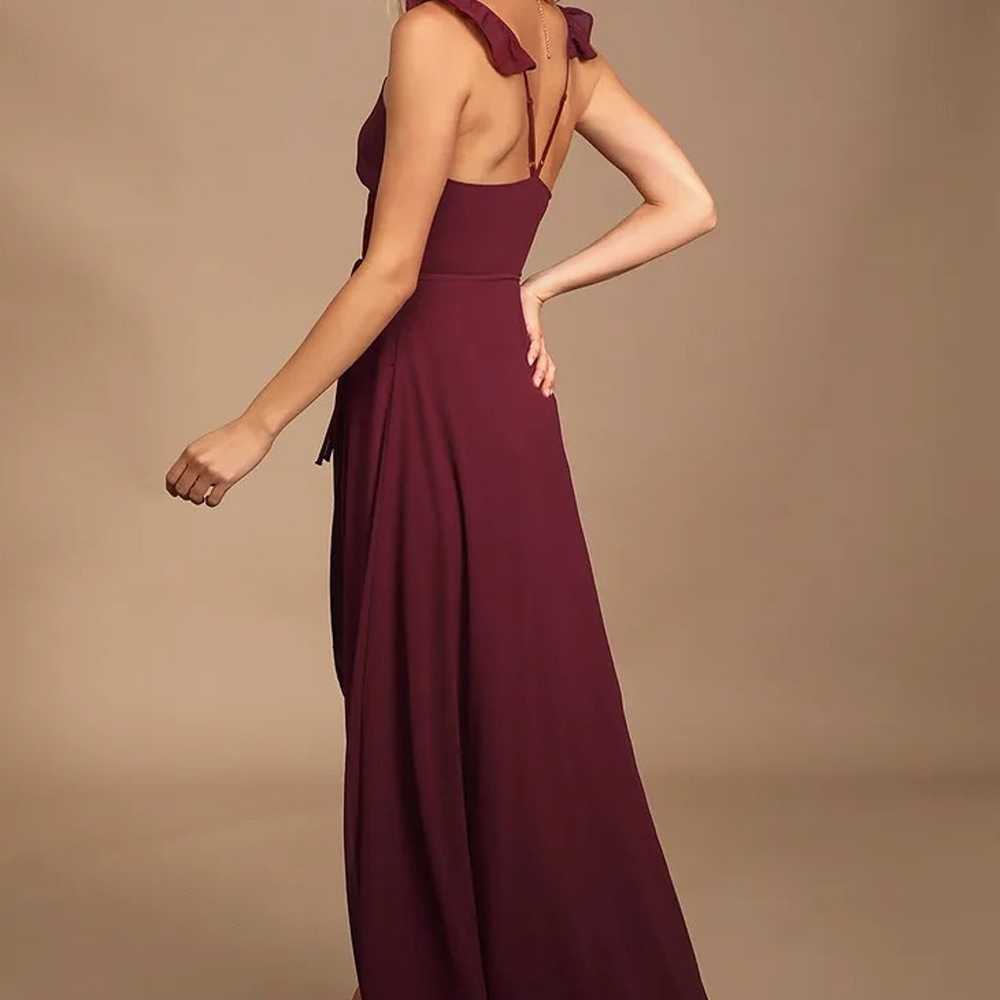 Here's to Us Burgundy High-Low Wrap Dress - image 4