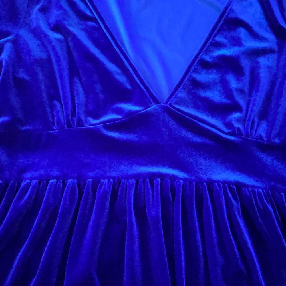 Blue velour plunge dress XL NEW - image 5