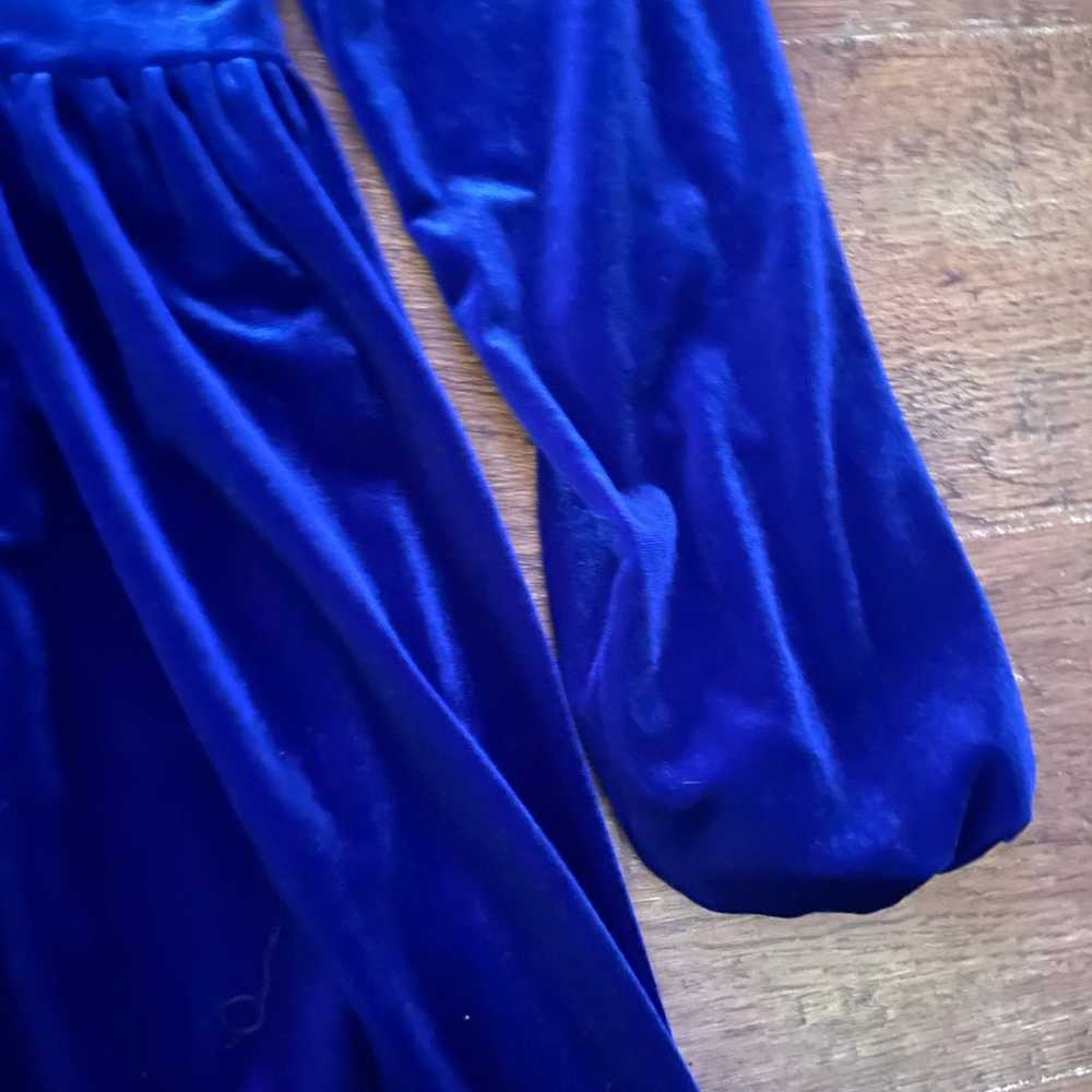 Blue velour plunge dress XL NEW - image 6