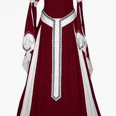 Red Medieval Dress Renaissance Costumes Irish Ove… - image 1