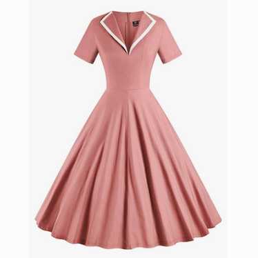 Gowntown Salmon Pink Collared Retro Rockabilly Dre