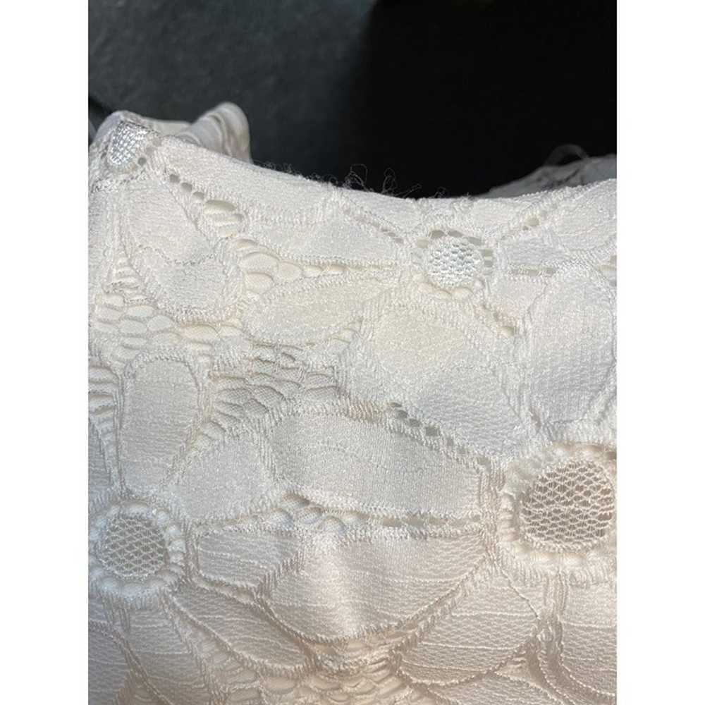CONNECTED Plus Size Ruffle Hem Lace Dress White S… - image 5