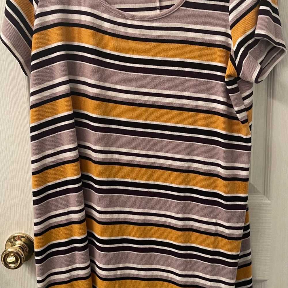 Torrid (Size 2) Yellow Multi Stripe Rib T-Shirt D… - image 1