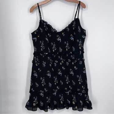 Abercrombie and Fitch Black Floral Smocked Ruffle… - image 1