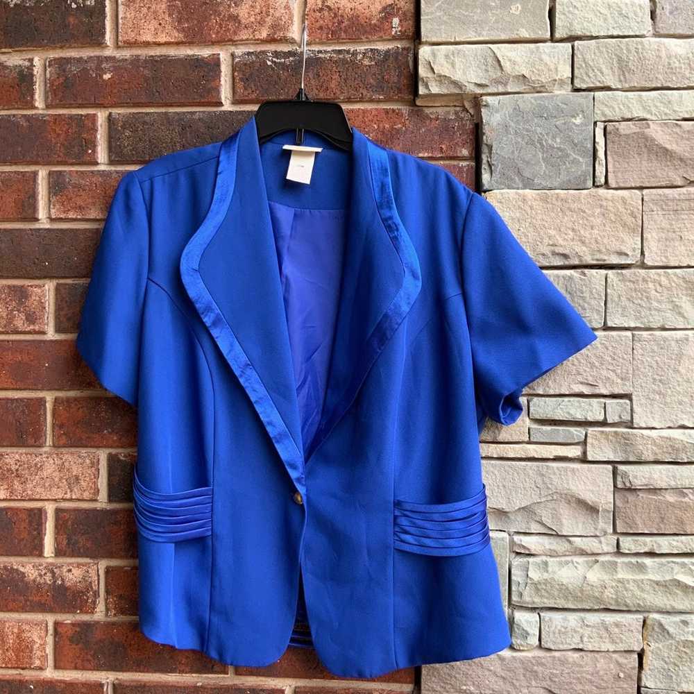 Mosaic Blue Lined 2-Pc Dress Blazer 20W - image 4