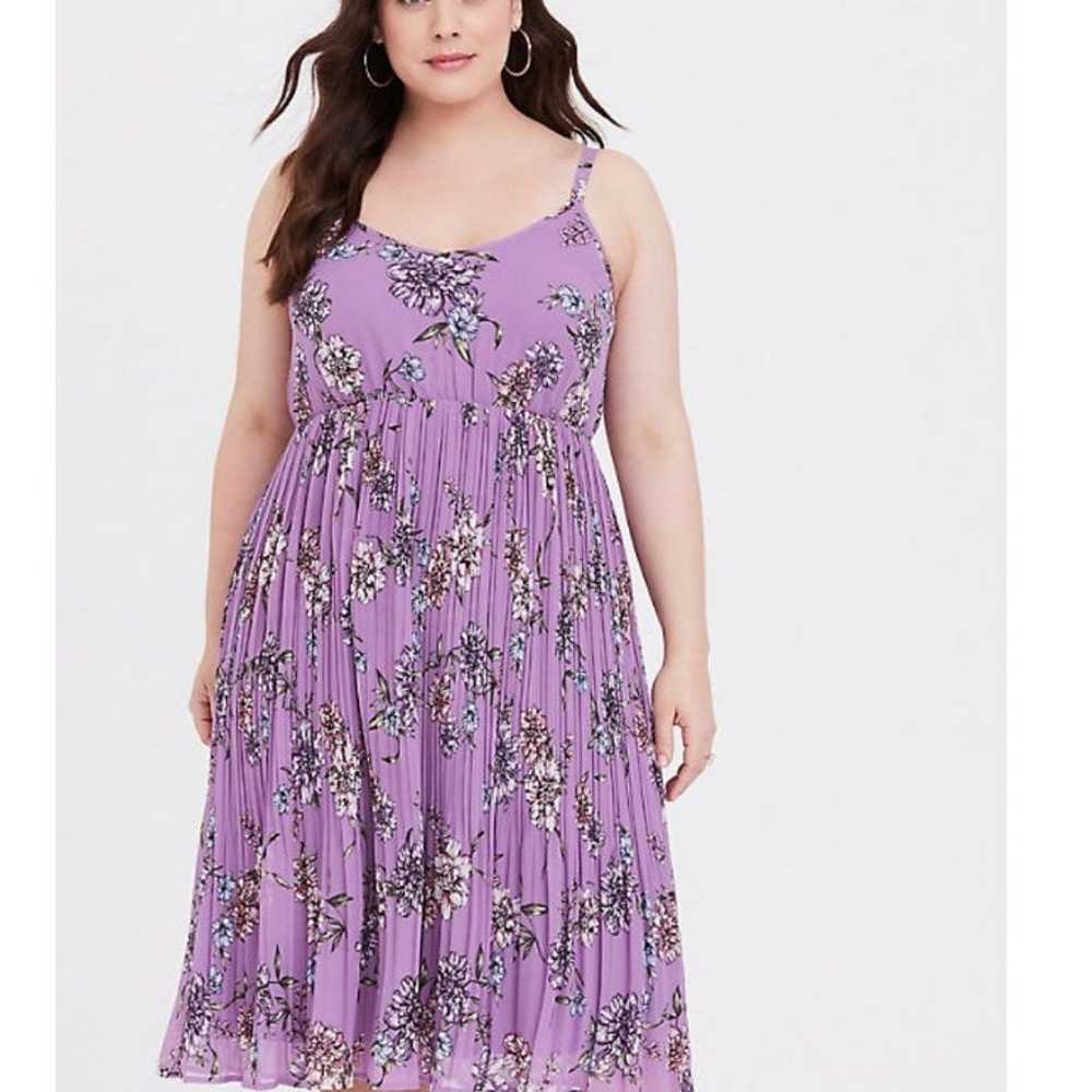 TORRID LAVENDER PURPLE FLORAL CHIFFON MI - image 2