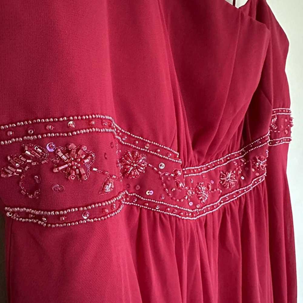 David’s Bridal Red Maxi Beaded Dress Size 22 - image 4