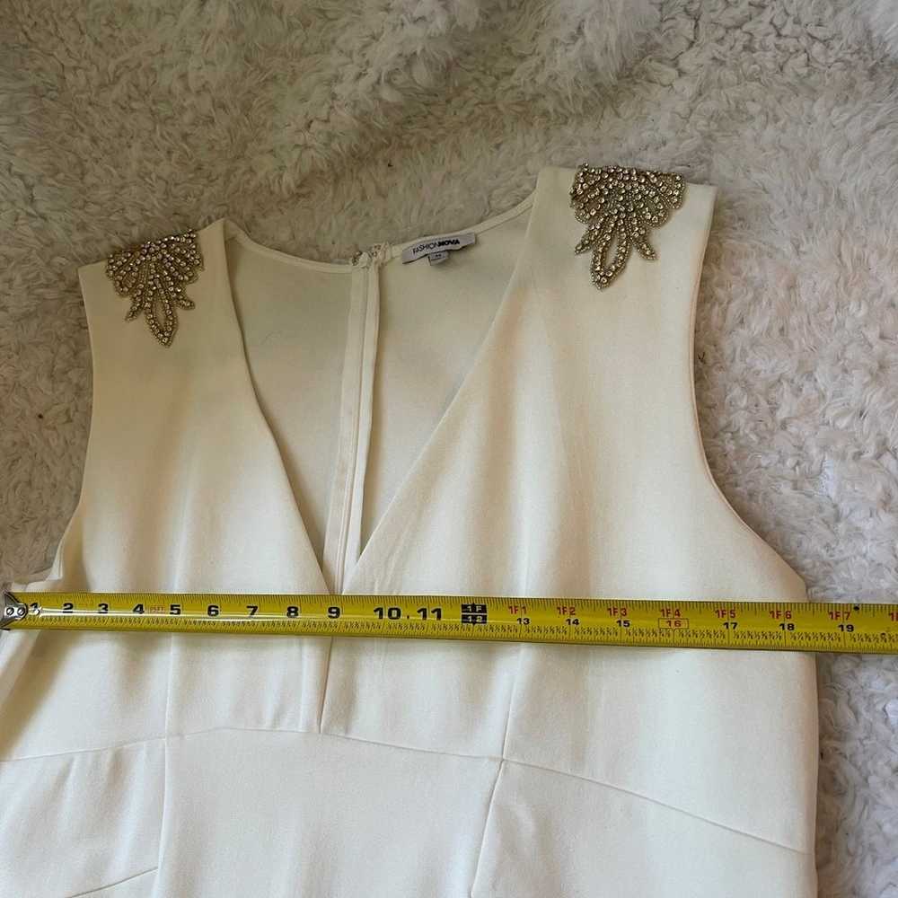 NWOT Fashion Nova Ivory sleeveless dress with Rhi… - image 7