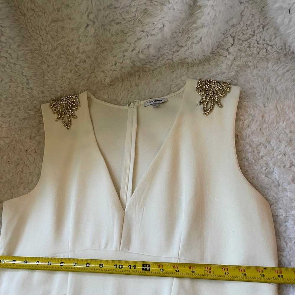 NWOT Fashion Nova Ivory sleeveless dress with Rhi… - image 8