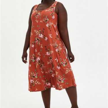 Torrid Orange Floral Super Soft Midi Dress