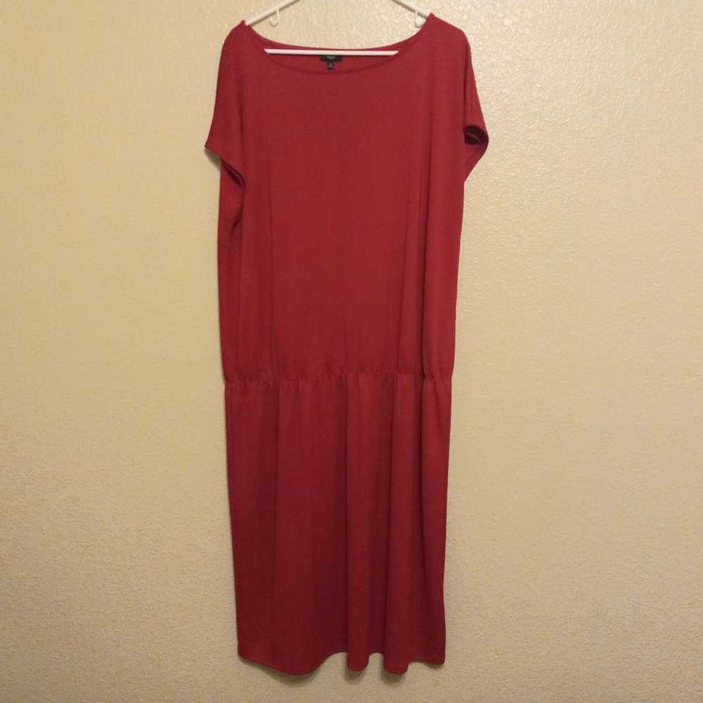 Talbots Red Elastic Waist Slinky Knit Dress - image 1