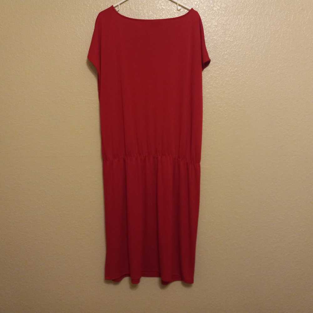 Talbots Red Elastic Waist Slinky Knit Dress - image 3