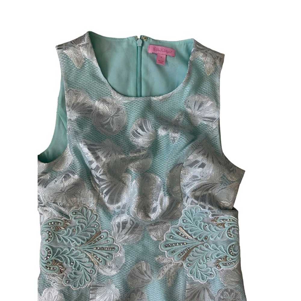 LILLY PULITZER Blue Silver Cutout Cocktail Dress … - image 3