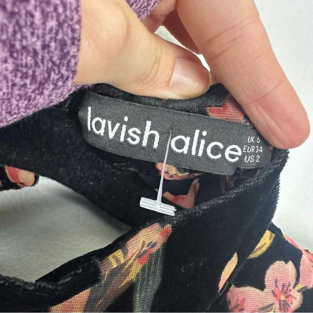 NEW Lavish Alice Floral Open Back Velvet Mini Dre… - image 7