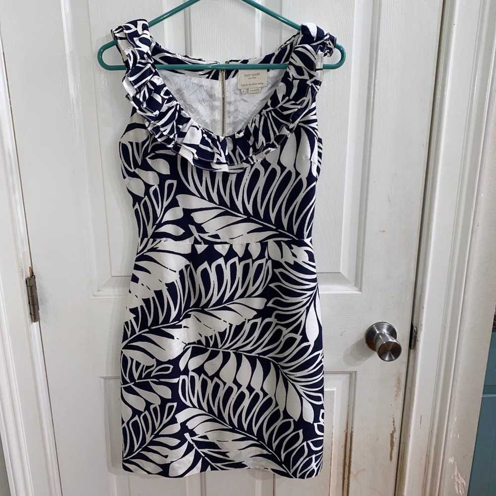 Kate Spade - Stella Leaf Print Silk Dress Sz 0 - image 1