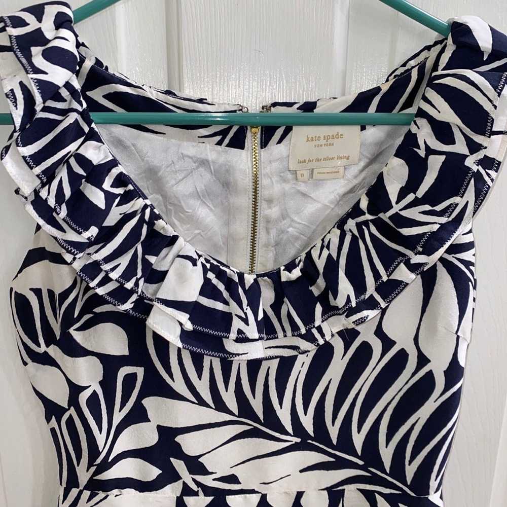 Kate Spade - Stella Leaf Print Silk Dress Sz 0 - image 2