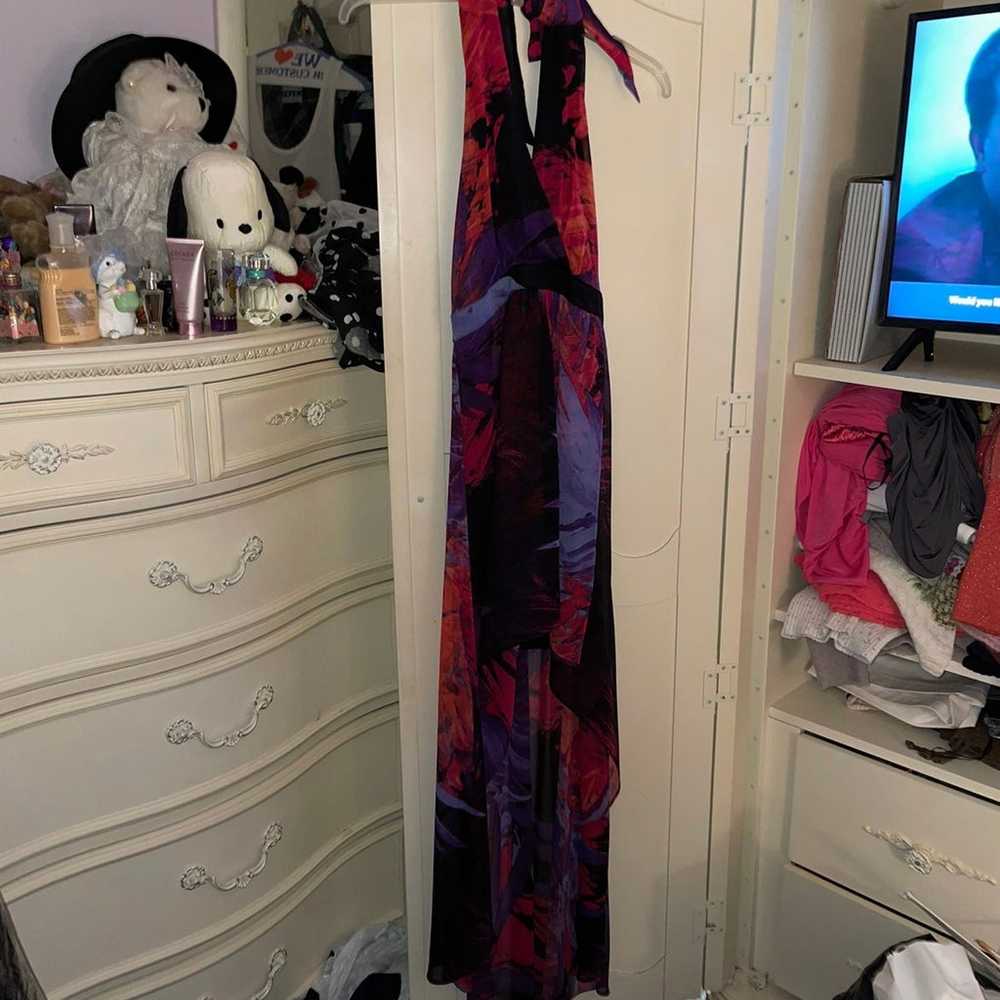 Bebe pink and purple high low halter dress - image 2