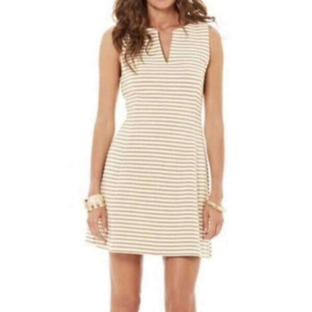 Lilly Pulitzer Brielle Dress XS Gold Striped Line… - image 1