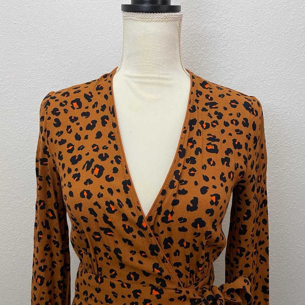 & Other Stories Long Sleeve Leopard Print Wrap Pl… - image 2
