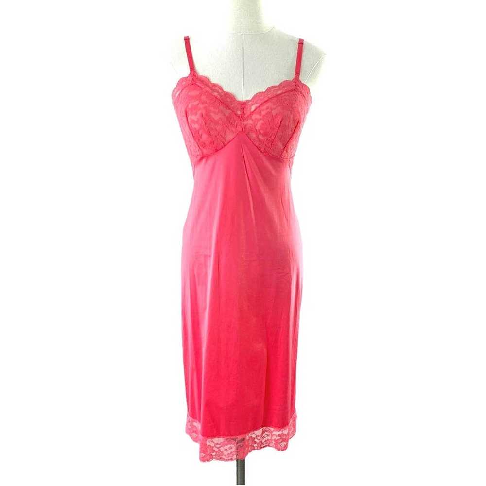 60s Vintage Pink Nylon Slip Dress Size XS - image 1