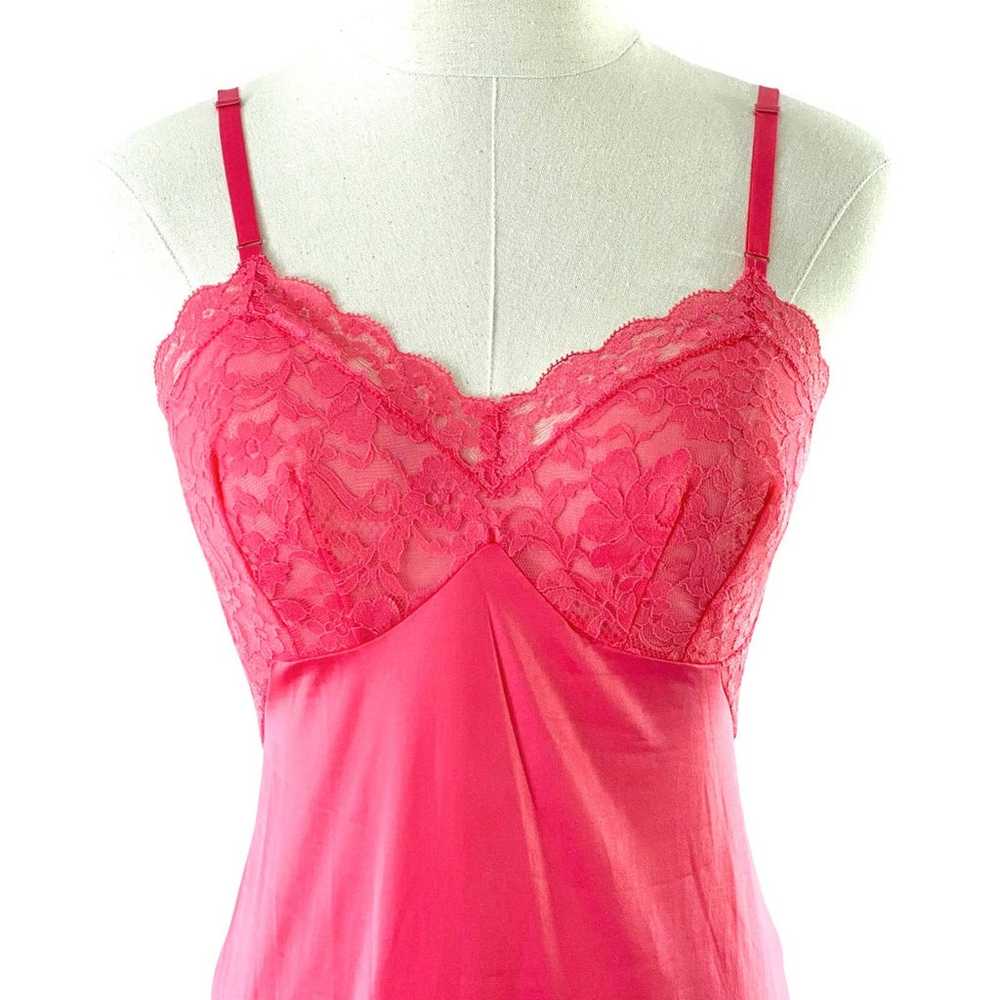 60s Vintage Pink Nylon Slip Dress Size XS - image 2