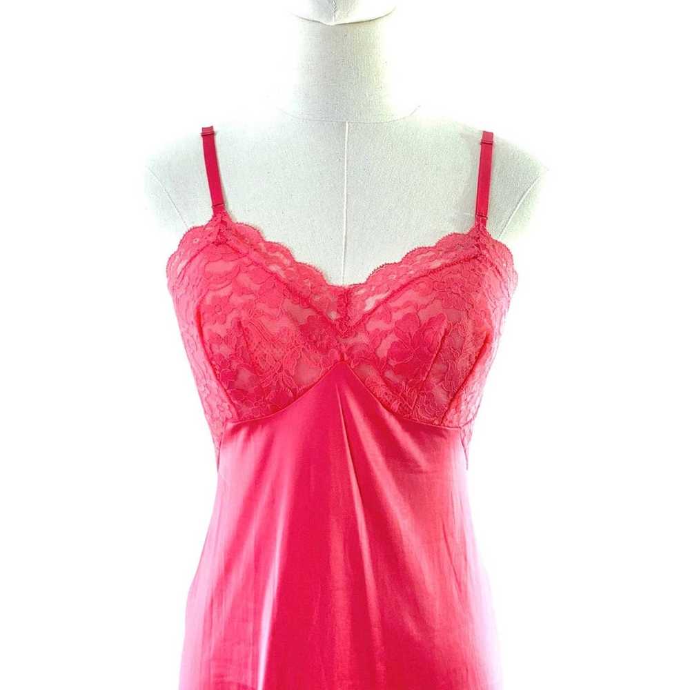 60s Vintage Pink Nylon Slip Dress Size XS - image 3