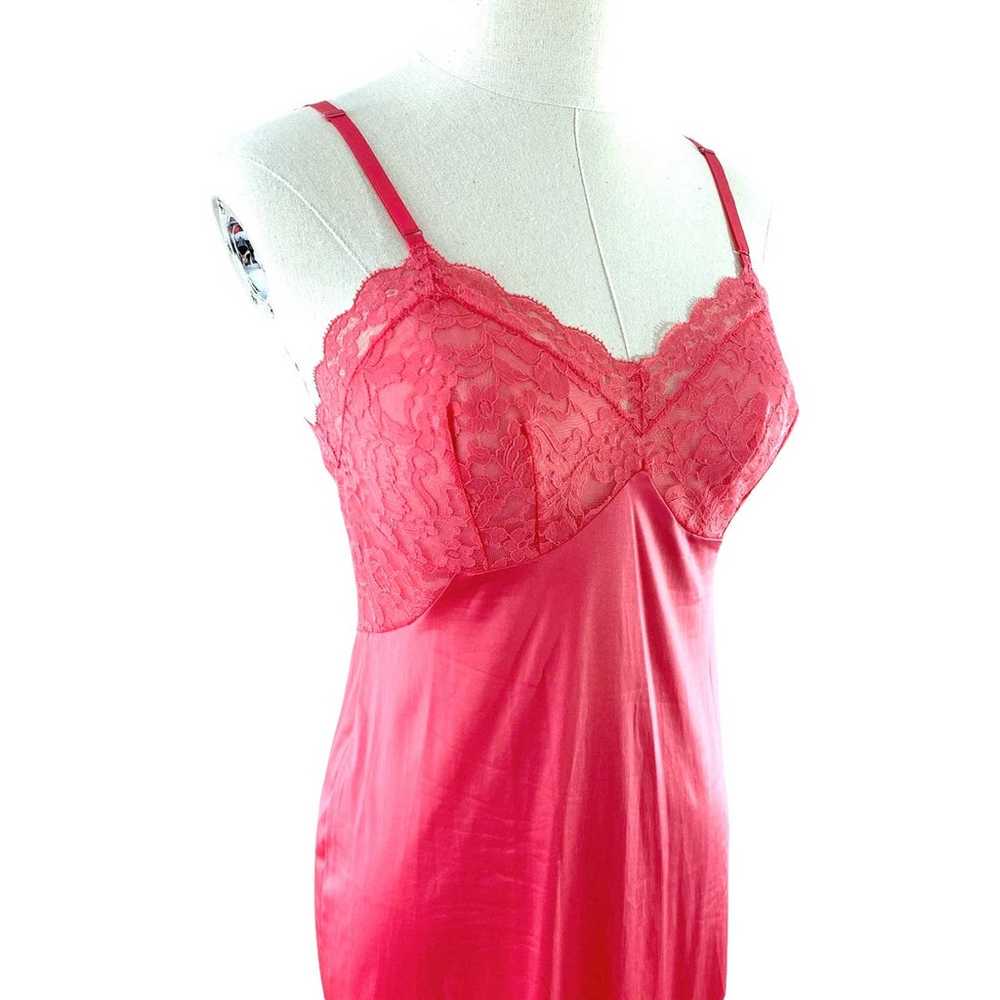 60s Vintage Pink Nylon Slip Dress Size XS - image 4
