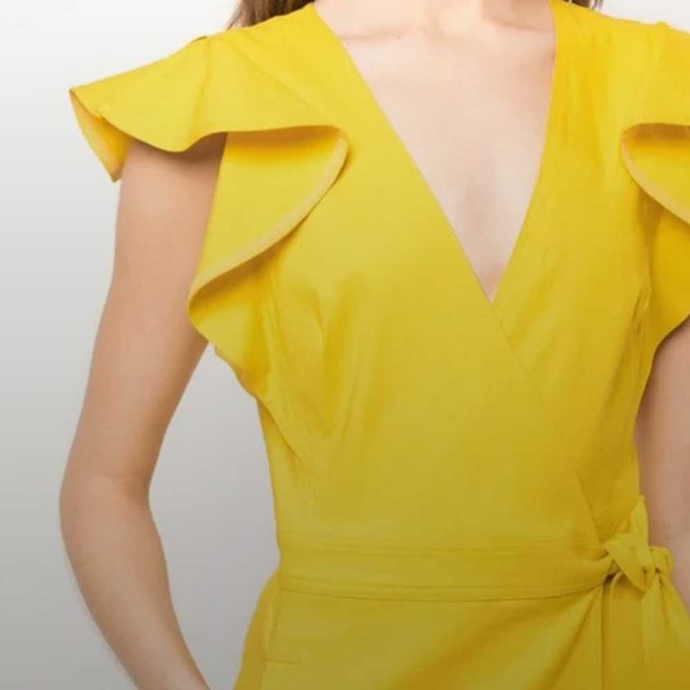 A.L.C Yellow Linen Walker Ruffle Midi Wrap Dress … - image 3