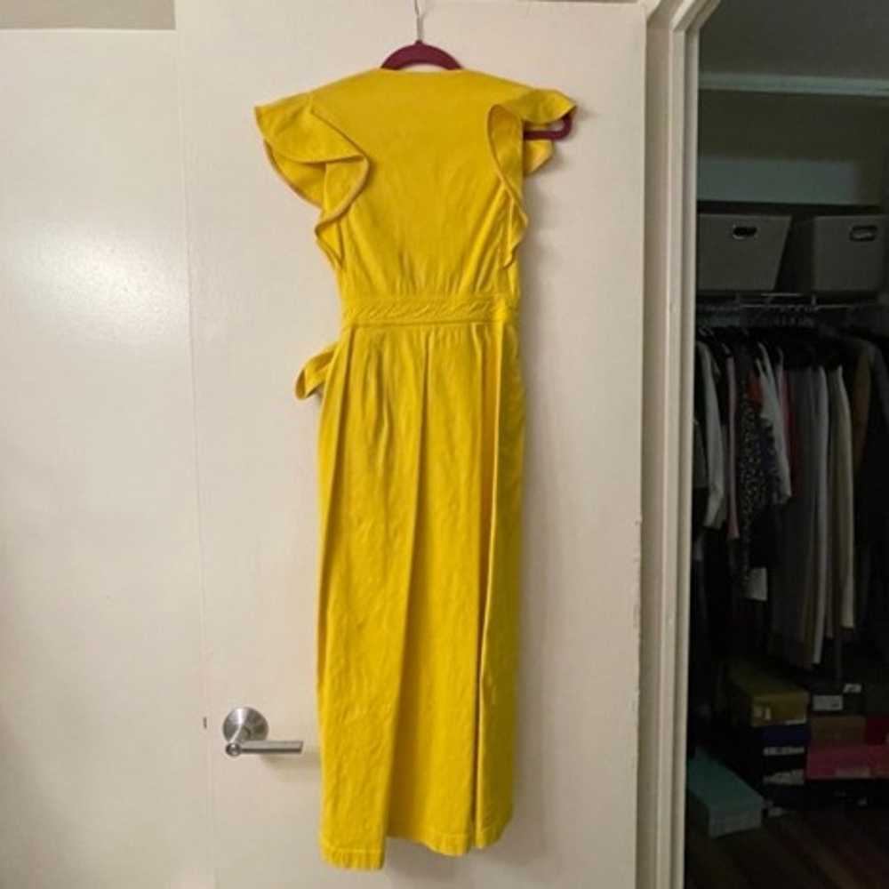 A.L.C Yellow Linen Walker Ruffle Midi Wrap Dress … - image 7