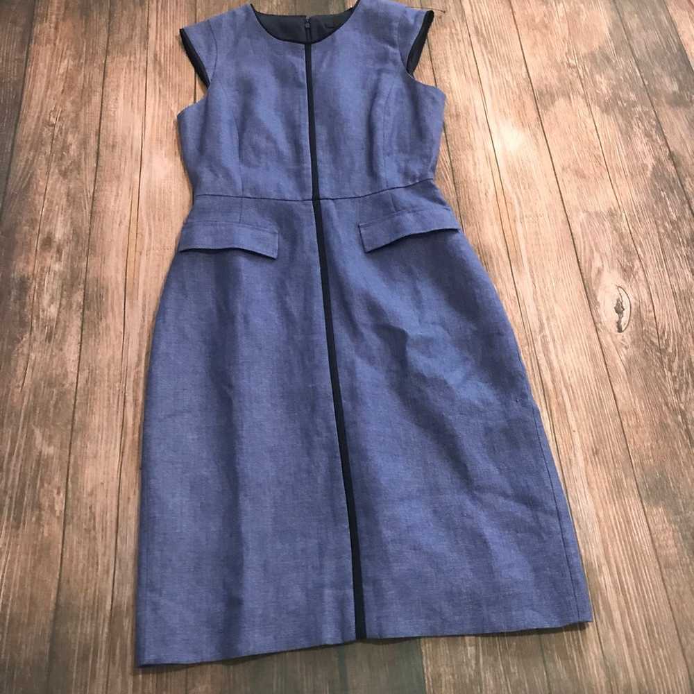 J Crew Tipped Linen Patch Pocket Dress Size 2 - image 5