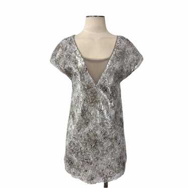 Free People- Shattered Glass Silver Sequin V Dress