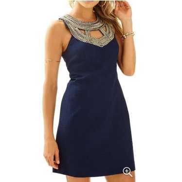 Lilly Pulitzer Size 0 Carlton Navy Blue Gold Bead… - image 1
