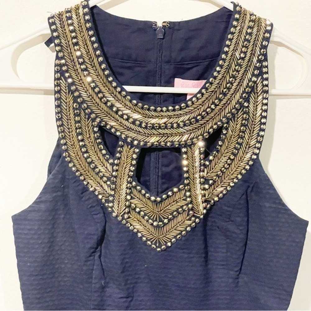 Lilly Pulitzer Size 0 Carlton Navy Blue Gold Bead… - image 3