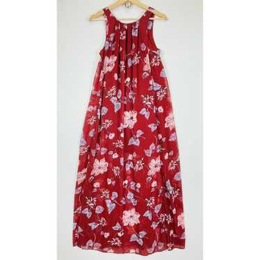Free People Deep Red Floral Chiffon Sleeveless St… - image 1