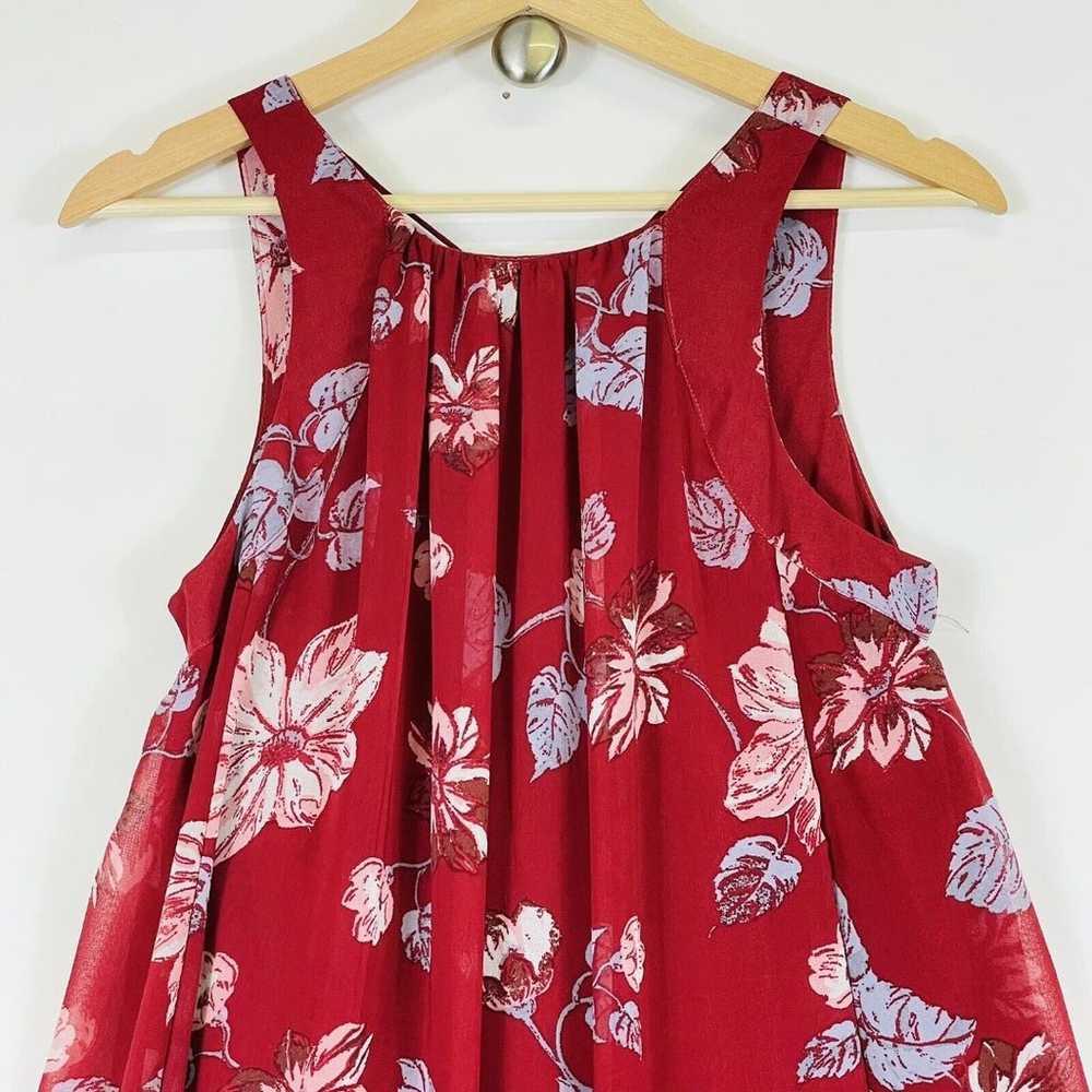 Free People Deep Red Floral Chiffon Sleeveless St… - image 2
