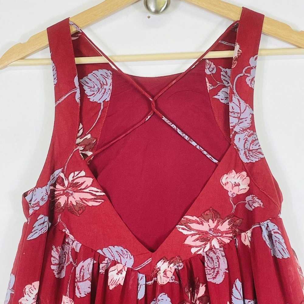 Free People Deep Red Floral Chiffon Sleeveless St… - image 4