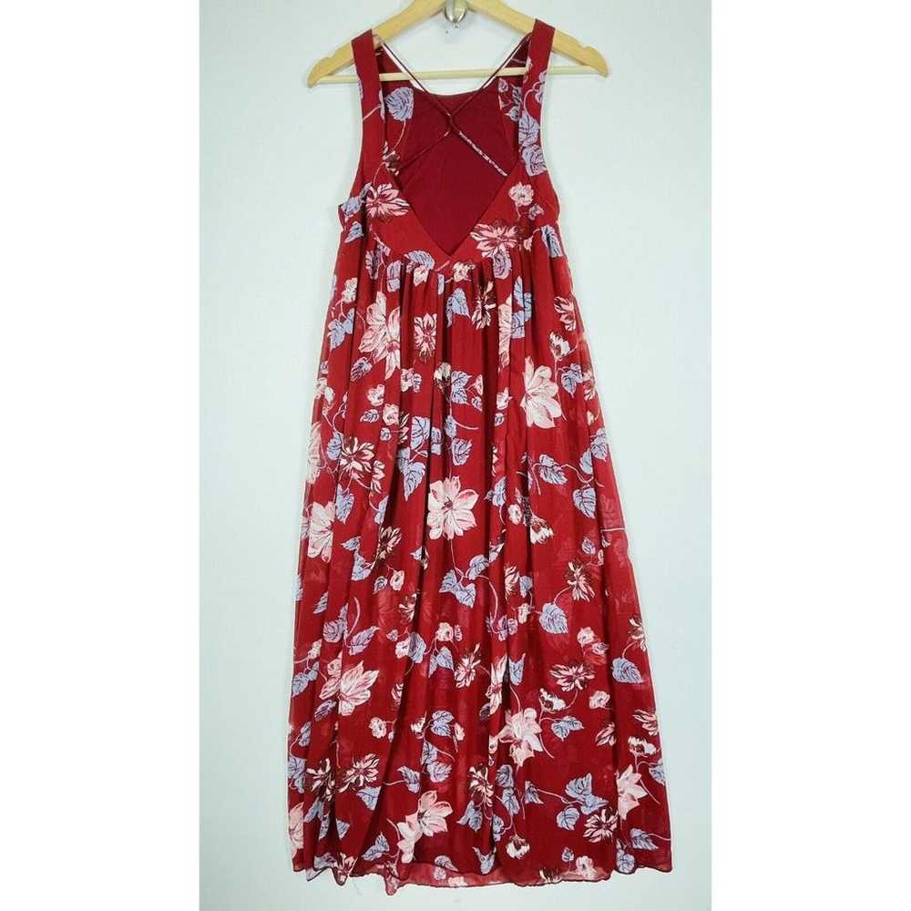 Free People Deep Red Floral Chiffon Sleeveless St… - image 5
