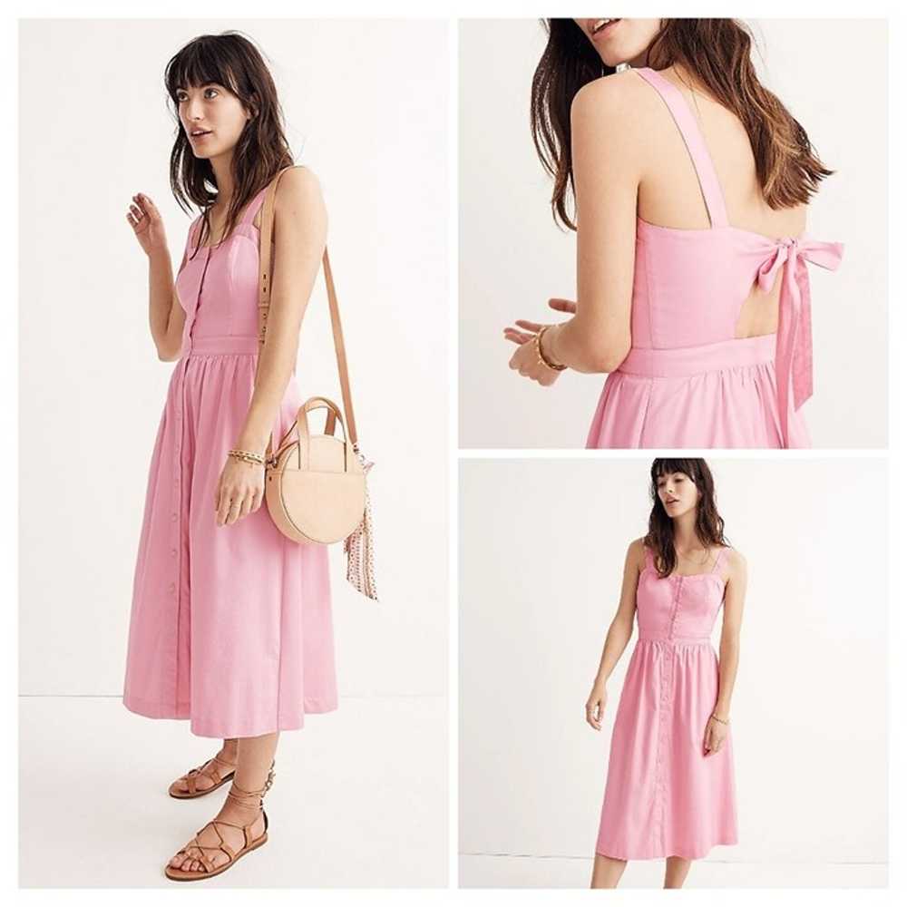 Madewell Pink Fleur Bow Tie Back Dress - image 1