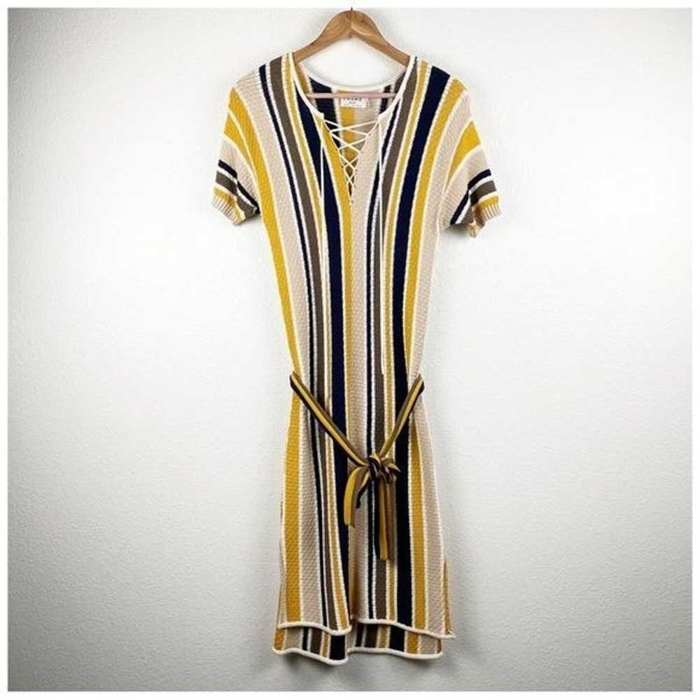 Frame Denim Le Lace Up Shirt Dress in Multi Strip… - image 2