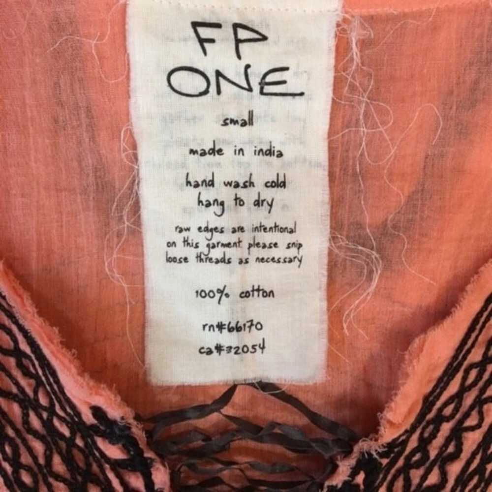 Free People Orange & Black Short Sleeve Embroider… - image 10