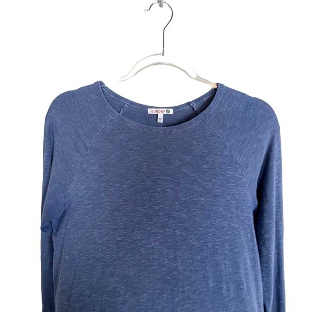 Sundry Sunday Long Sleeve Blue T-Shirt Asymmetric… - image 2