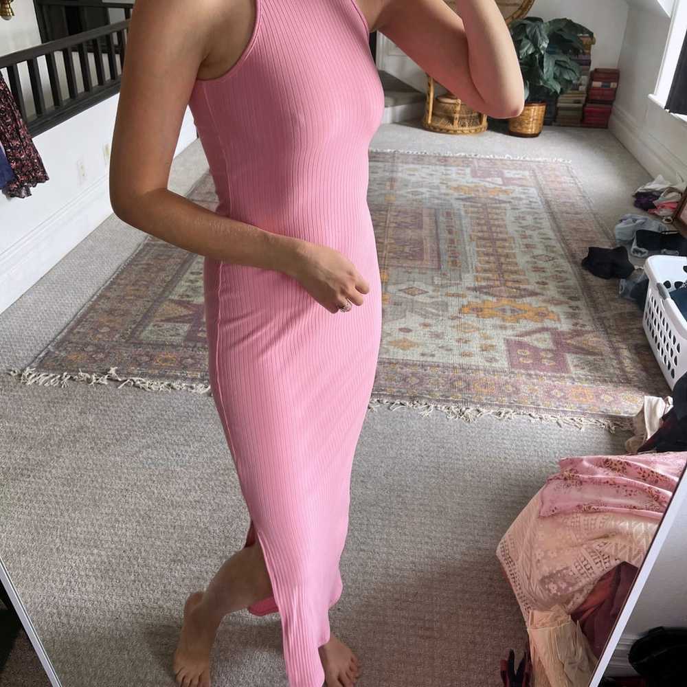 Pink Ribbed Bodycon Maxi Dress - image 3