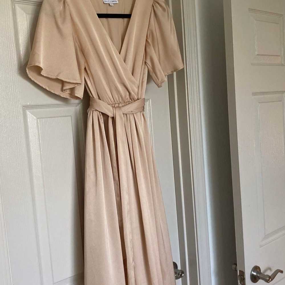 Baltic Born Full Length Satin Champagne Dress - Gem